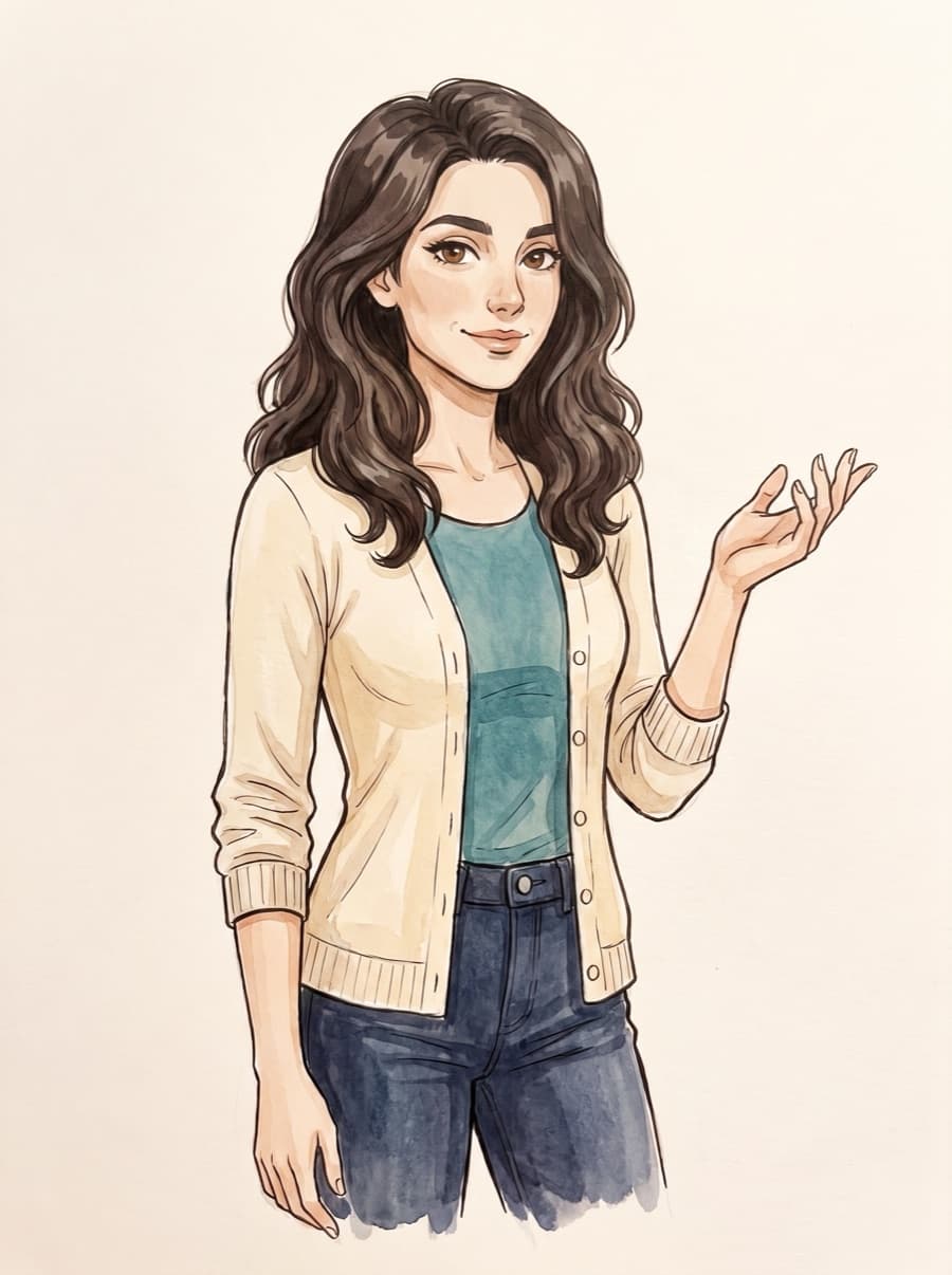 Mira, drawn in ink and wash, explaining a chart